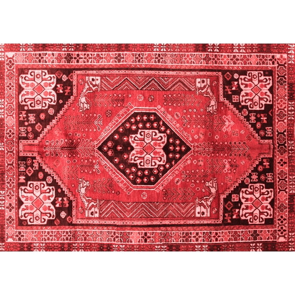 Ahgly Company Machine Washable Indoor Rectangle Persian Red Traditional Area Rugs, 5' x 7'