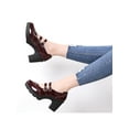 thumbnail image 5 of Oucaili Women Dress Shoes Slip On Pumps Round Toe Lightweight Chunky Block Heel High Heels Ladies Claret 10, 5 of 8
