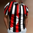 thumbnail image 2 of Black White And Red All Over! Men Zipper T-shirt Summer Casual Short Sleeve T-shirt Top, 2 of 7