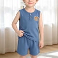 thumbnail image 2 of Atogsazn Toddler Baby Boys Summer Clothes Set Newborn Sleeveless Tank Tops & Shorts Outfit Loose Fit Outerwear Blue 3-4 Years Fashion, 2 of 7