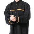 thumbnail image 5 of KAUOD Kids Muslim Midi Thobe Crew Neck Soft Pullover Abaya Robe with Pockets Button Front Plain Long Sleeve Thobe Clothes, 5 of 8