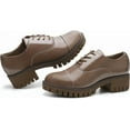 thumbnail image 3 of JABASIC Women Platform Oxford Shoes Mid Heel Lace-up Oxfords (9.5,Brown), 3 of 6