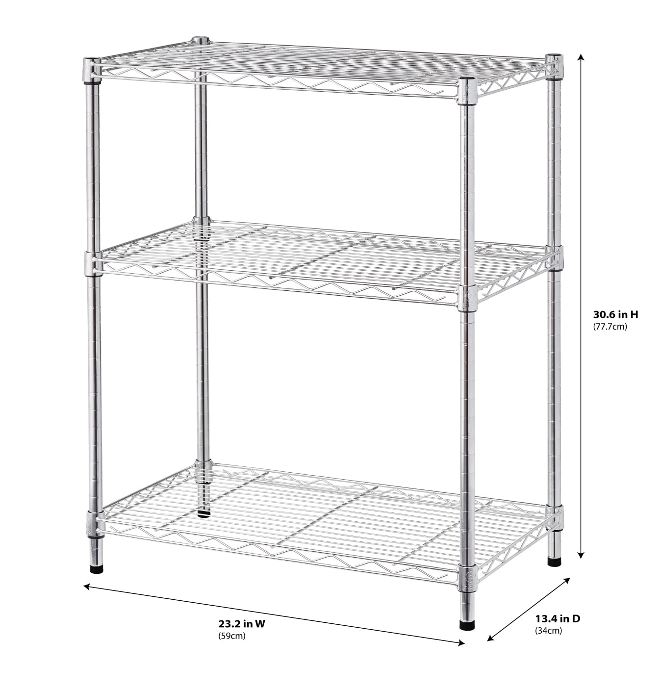 3 Tier Wide Wire Shelving Chrome - Brightroom™