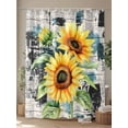 thumbnail image 4 of Fsddascl Yellow Sunflowers Shower Curtain Set - 48" x 72" Washable Bathtub Curtain with 12 Hooks, Retro Farmhouse Botanical Flowers Leaf Waterproof Fabric Stall Shower Curtains for Bathroom/Bathtub, 4 of 6