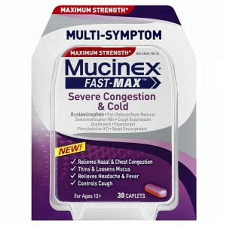 Mucinex Fast-Max Severe Congestion & Cold Caplets 30 Caplets