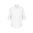 thumbnail image 6 of Womens Button Down V Neck Denim Shirts Long Sleeve Blouse Roll Up Cuffed Sleeve Casual Work Plain Tops with Pockets, 6 of 9