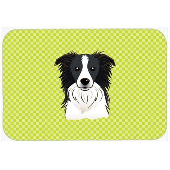 Carolines Treasures  Checkerboard Lime Green Border Collie Mouse Pad- - 7.75 x 9.25 In.