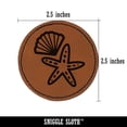 thumbnail image 2 of Starfish and Shell Beach Tropical Doodle 2.5" Faux Leather Round Engraved Iron-On Patch - Brown, 2 of 6