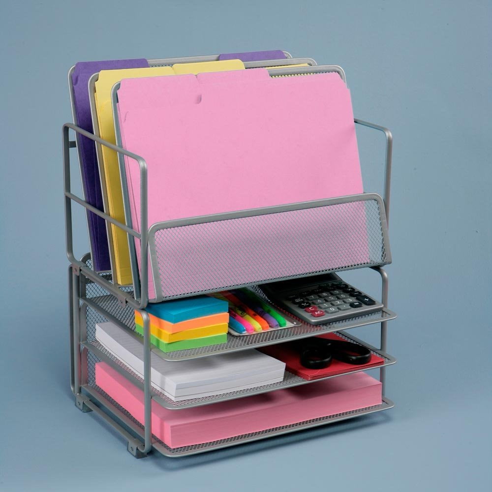 Office Desk Organizer Platinum Mesh 6 Trays Size Elegant Champagne Office Desk Organizer Platinum Mesh 6 Trays Size Elegant Champagne Wire 2pack Pantry Sitstand Utility Counter Expandable Pearlized Mission 6trays