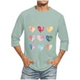 thumbnail image 1 of Camisas de Manga Larga para los Hombres Día de San Valentín Impresión Cuello Redondo Moda Casual, Mezcla de Poliéster de Lino de Algodón para Primavera Verano, 1 of 1