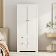 thumbnail image 3 of Armoire Wardrobe Closet, 71"H Modular Wooden Clothes Wardrobe Storage Cabinet with Hanging Rods, White, 3 of 9