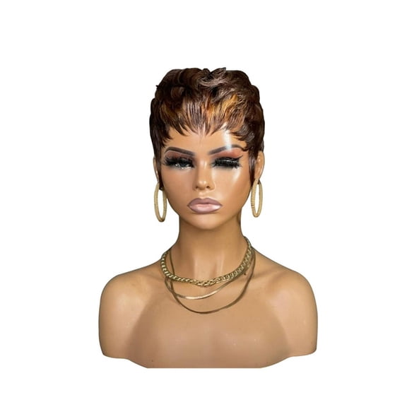 Wigs 430 Colored Wig Short Pixie Cut Wavy Human Hair Wigs Brazilian Hair Short Bob Wigs