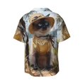 thumbnail image 5 of KLL Cat In Sun Hat Print Men's Shirt Short Sleeve Button Down Summer Cuba Beach Shirts- Small, 5 of 5