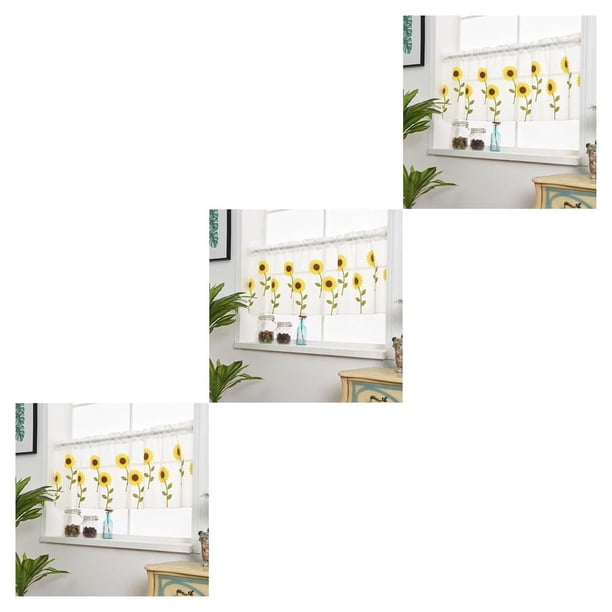 Medias cortinas de girasol bordadas para sala de estar barra de Cortina corta cenefa decoración Type1 NO1