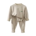 thumbnail image 3 of Asxite Toddler Fall Outfits Letter Print Brushed Crewneck Top Straight Leg Pants Casual Loose 2 Piece Set 12T, 3 of 7