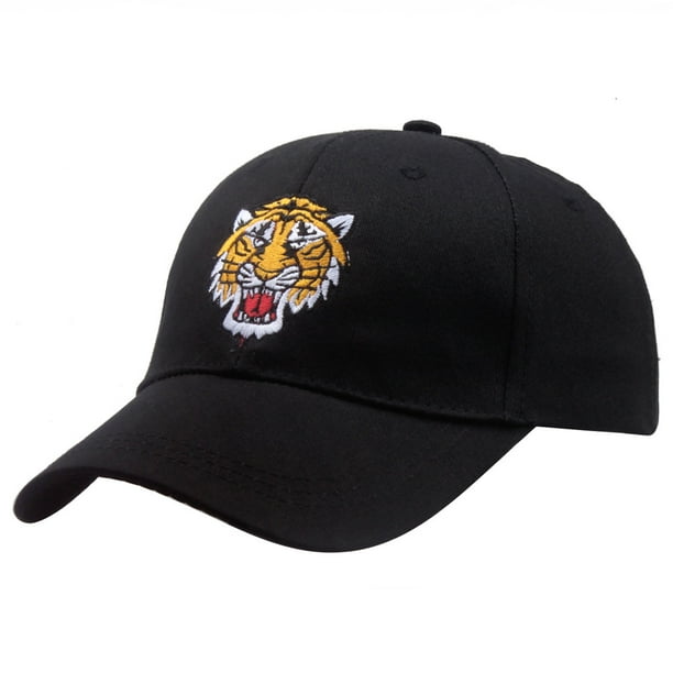 Gorra de béisbol lisa de algodón con bordado de tigre