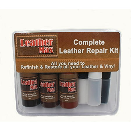 Brown Milled Leather - Leather Max Complete Leather Refinish, Restore, Recolor & Repair Kit/Now with 3 Color Shades to Blend with/Leather & Vinyl Refinish (Wine Blend)
