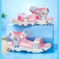 thumbnail image 5 of Ticikt Kids EVA Sport Sandals, Lightweight Adjustable Strap Outdoor Beach Shoes, Girls Color Block Princess Style Summer Sandals, 5 of 7