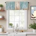 thumbnail image 2 of Summer Nautical Valance Curtain White Ocean Seahorse Coral Silhouette Wood Grain Window Valances Rod Pocket Short Curtains Window Treatments for Kitchen Bedroom Bathroom Laundry 42" x 18", 2 of 9
