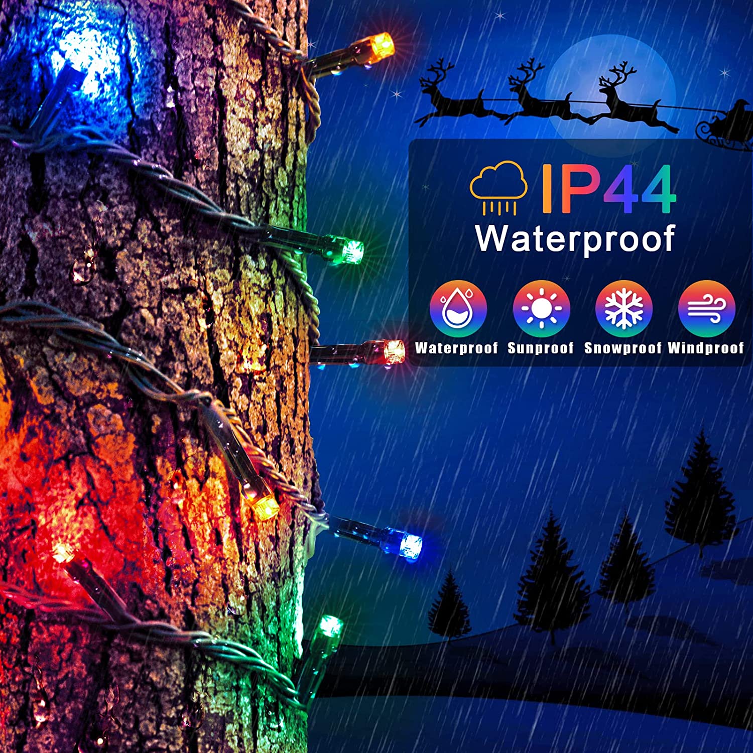 Rirool 100LED Solar Christmas Lights 39ft Waterproof Multicolor String Lights with 8 Modes for Gardens, Wedding, Party, Christmas Tree, Outdoor Xmas Decorations - image 5 of 9