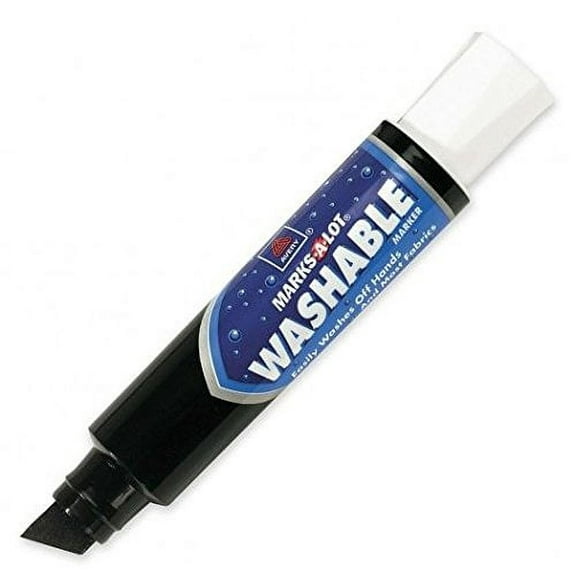 Marks-A-Lot Jumbo Chisel Tip Washable Marker Black (Pack of 2)