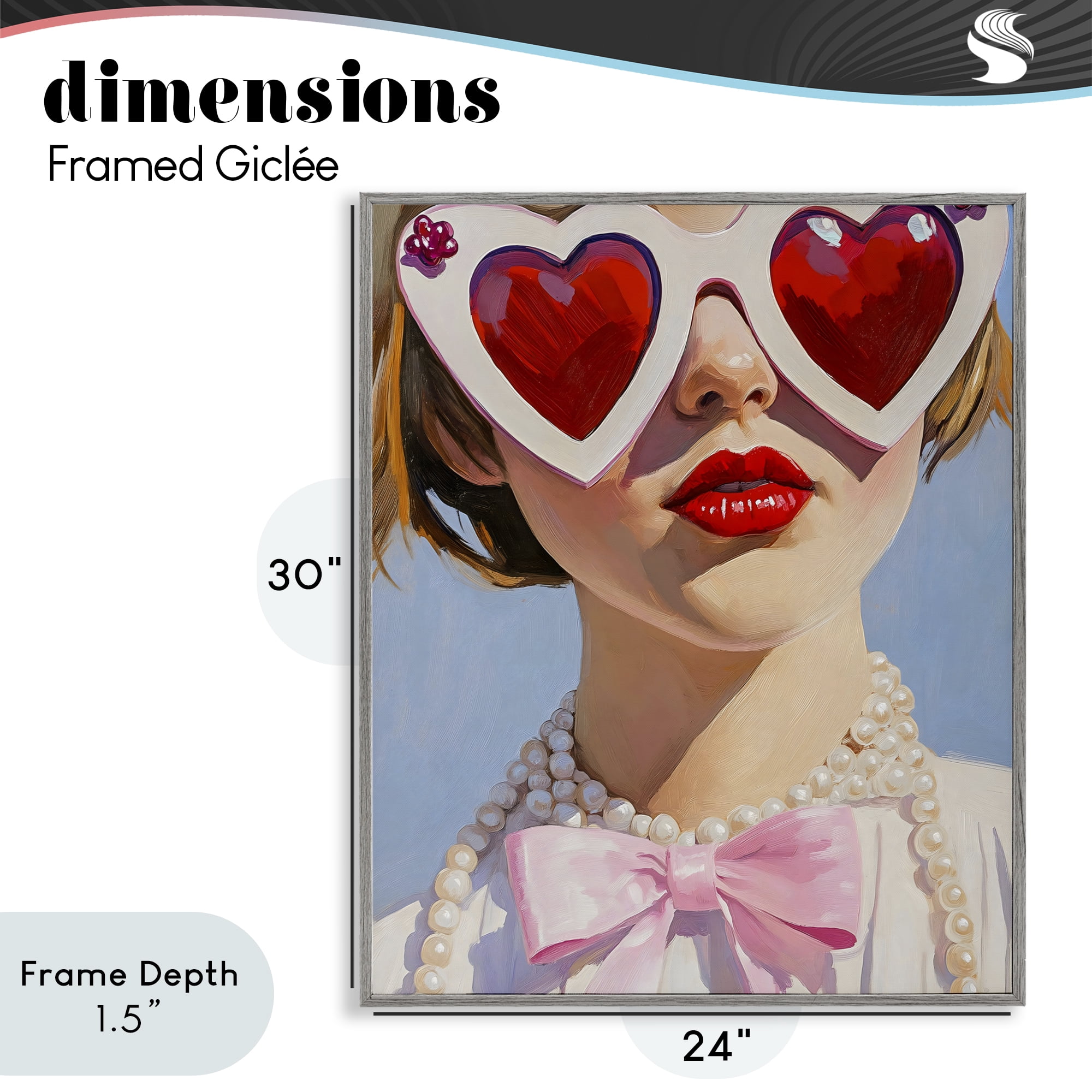 Stupell Industries Romantic Red Heart Glasses Gray Framed Giclee Art, design by The Prints Vibe