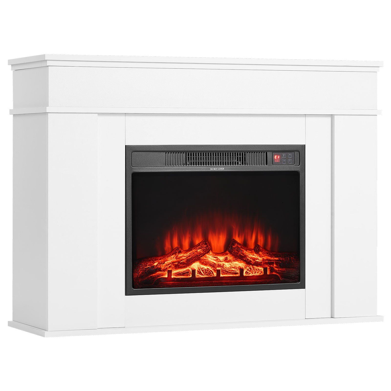 43" White Electric Fireplace Stove, Freestanding 1500W Heater with Remote, Adjustable Flame & Timer, 5120 BTU, Overheating Protection for Indoor Use