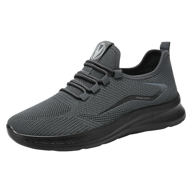 DXOUPM Men's Fashion Sneakers Simple Mesh Breathable Flat Bottom Thick Sole Running Shoes