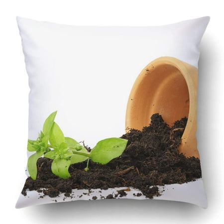Gardenia Flower Pot Soil ARTJIA Flower Pot With Spilled Out Soil Isolated Damage Concept Pillowcase Pillow Cushion Cover 20x20 inch ()