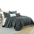 thumbnail image 3 of Luxury Velvet Oversized Embroidered Quilted Bedding Set - Soft & Plush 3-Piece Comforter with Shams for All-Season Comfort, 3 of 9