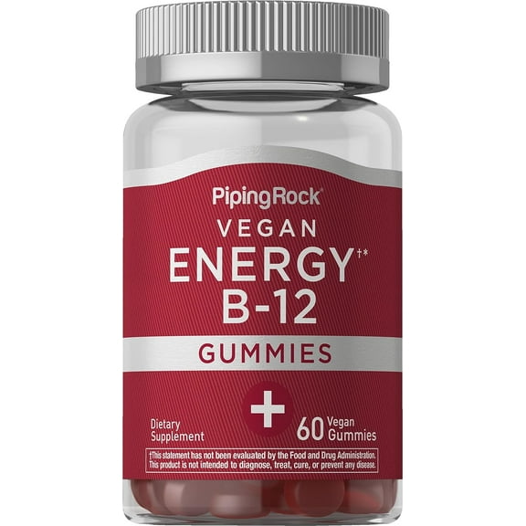 Vitamin B12 Gummies | 60 Count | Vegan Formula for Men and Women | by Piping Rock