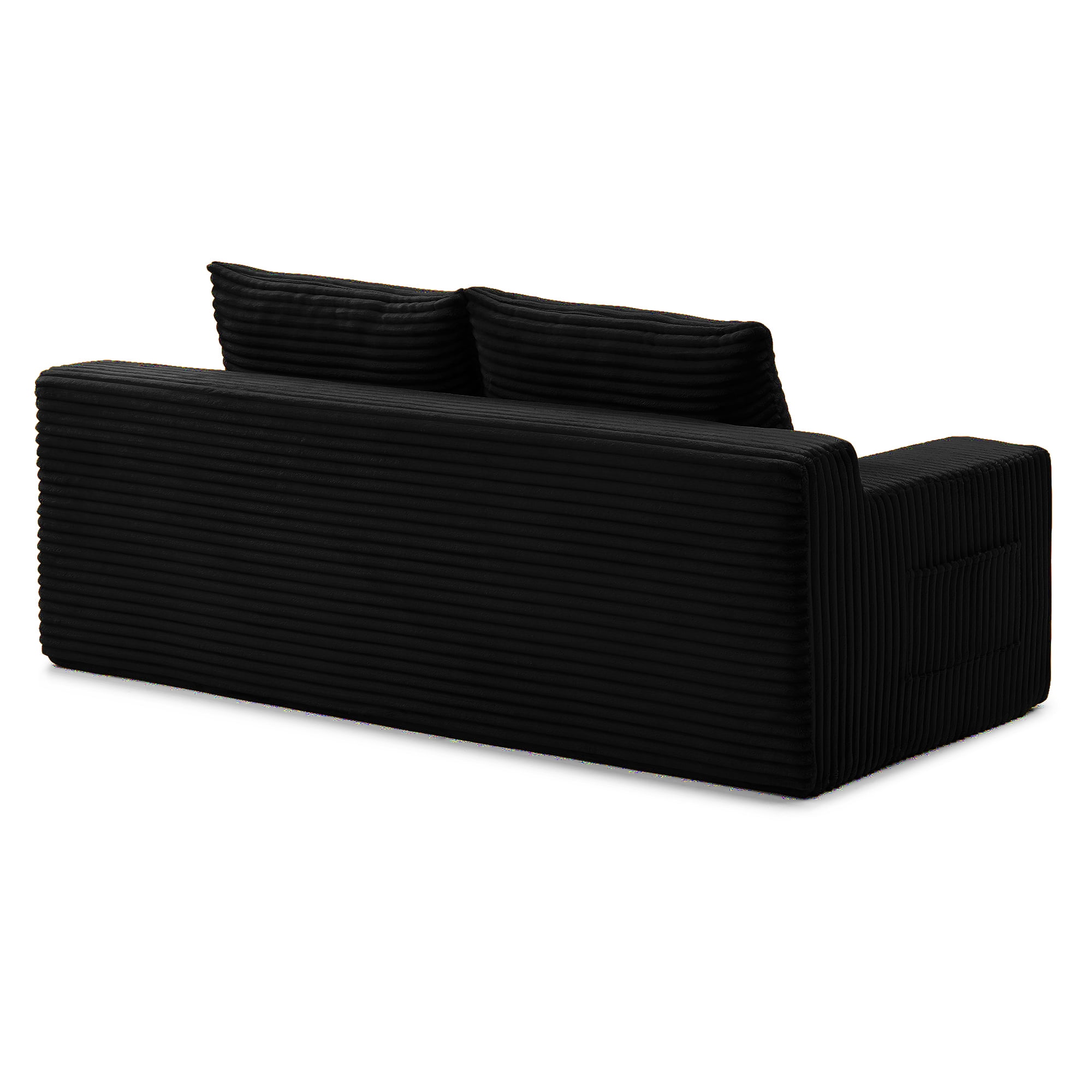 Foam Filling No Assembly Oversized 3-Seater Loveseat Sofa, 2-in-1 Convertible Folding Couch, Corduroy Floor Chaise Lounge Bed
