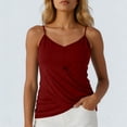 thumbnail image 2 of ZHYou No Boundrie Camisole Tops for Women V Neck Spaghetti Strap Wrap Front Ruched Loose Fit Casual Summer Tank Tops Wine Size 2XL, 2 of 7