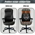 thumbnail image 4 of Renewold American Tribal Wolf Black Office Chair Cover Universal Stretch Desk Chair Cover with Elastic Bottom Removable Office Computer Chair Cover for Armrest Chairs Home Office Decor, S, 4 of 7