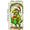 thumbnail image 3 of ToyKingdee Christmas Dinosaur Door Cover Large Dinosaur Door Banner Decorations T-Rex Delivering Gifts Door Backdrop Photography Background for Xmas Holiday Party Supplies, 3 of 6
