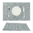 thumbnail image 2 of Juego de manteles individuales REGALWOVEN de 6 manteles tejidos para decoración de mesa de comedor, lavables, manteles limpiables en gris y blanco de 18x12 pulgadas, 2 of 6