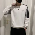 thumbnail image 4 of Tops, camisetas de cuello redondo para hombres, ropa masculina empalmada, holgada, bordada, manga larga, tendencias de moda 2024, otoño coreano, 4 of 4