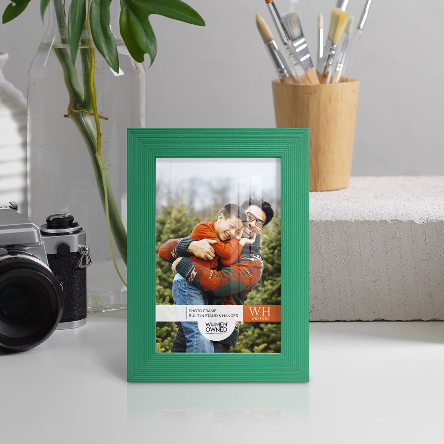 Grooved 4 in. x 6 in. Green Picture Frame (Set of 2)