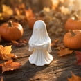 thumbnail image 5 of PoyoKee Halloween Patchwork Ghost, Vintage Ghost with Pumpkin Basket Halloween Decorations, Cute Stuff Figurines Fall Decor for Mantel Shelf Entryway, 5 of 7