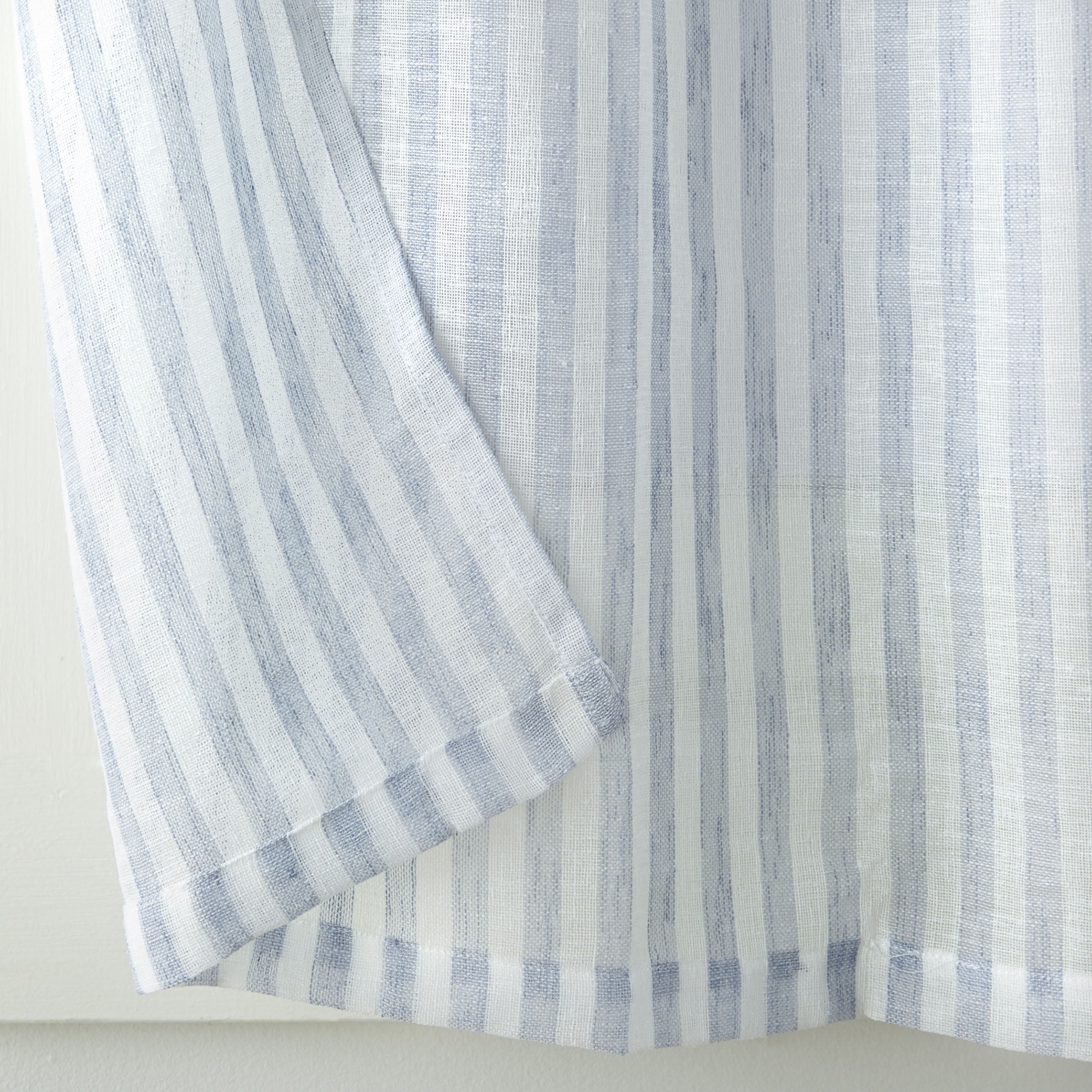 Mainstays Light Filtering Rod Pocket Stripe Curtain Tier and Valance Set, 3pc, 56"x36", Light Blue
