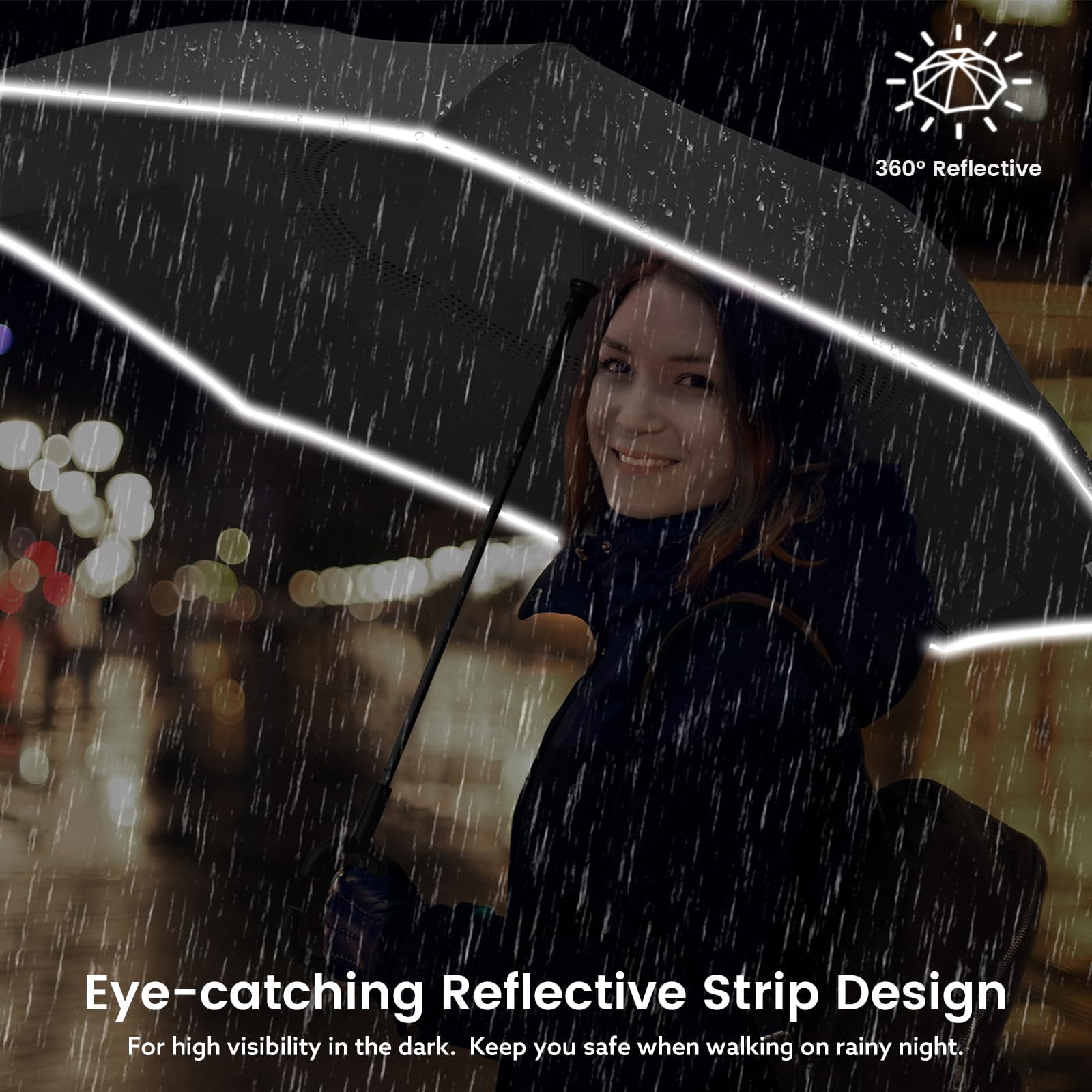 G4Free 48/62 Inch Large Inverted Reverse Umbrella with C-Shaped Handle, Windproof Double Layer Upside Down Car Rain Umbrellas for Men Women