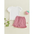 thumbnail image 5 of Baby Toddler Girl Strawberry Outfit 3 6 12 18 24 Months 2T 3T Fruit Embroidery Short Sleeve Ruffle Tops Plaid Ruffle Shorts 2 Piece Summer Clothing Set, 5 of 9
