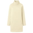 thumbnail image 3 of ManxiVoo Oversized Split Hem Sweatshirt for Women Long Sleeve Crewneck Drop Shoulder Loungewear Streetwear Casual Top for Autumn and Winter L Size Beige, 3 of 7