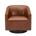 thumbnail image 3 of Chaise d'Appoint Pivotante en Faux Cuir Caramel Base en Bois à 360 Degrés, 3 of 8