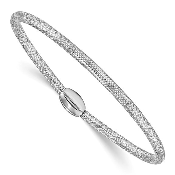 14K White Gold Polished Mesh Stretch Bracelet