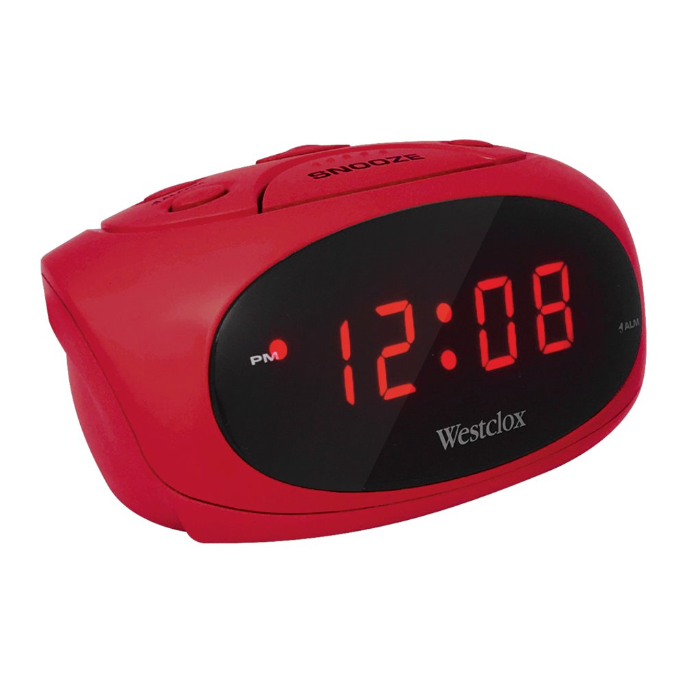 70044R Westclox Red Electric Alarm Clock with 0.6" Red LED Display