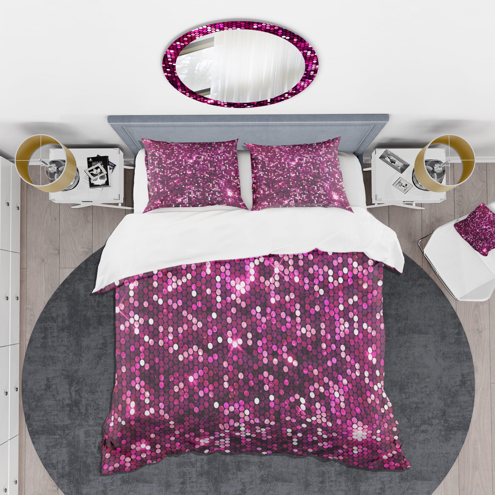 Designart 'Pink Sparkle Glitter ' Mid-Century Modern Duvet Cover Set
