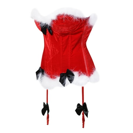 

EchfiProm 2023 Merry Xmas Thin Waist Women s Court Corset Feather Velvet Christmas Bow Body Shaping Clothes Shapeware Waist Trainer Shaping