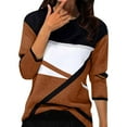 thumbnail image 2 of HLKJKLS Long Sleeve Shirts For Women Striped Printed V Neck 3/4 Sleeve Tee Casual Polyester Spandex Daily Work Vacation Top Orange S-Xxl, 2 of 5