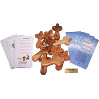Olive Wood Holding Hand Crosses with Gift Bags (With Red or Black Velvet Bag ) From Bethlehem by Holy Land Market